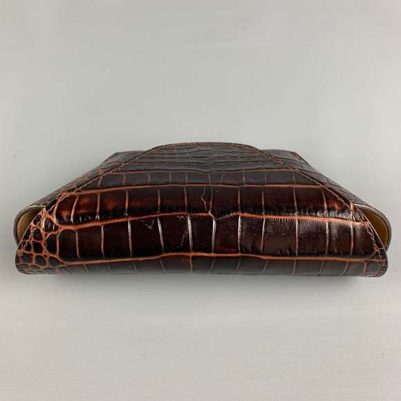 SMYTHSON OF BOND ST. Brown Embossed Leather Glasses Case - Picture 3 of 5